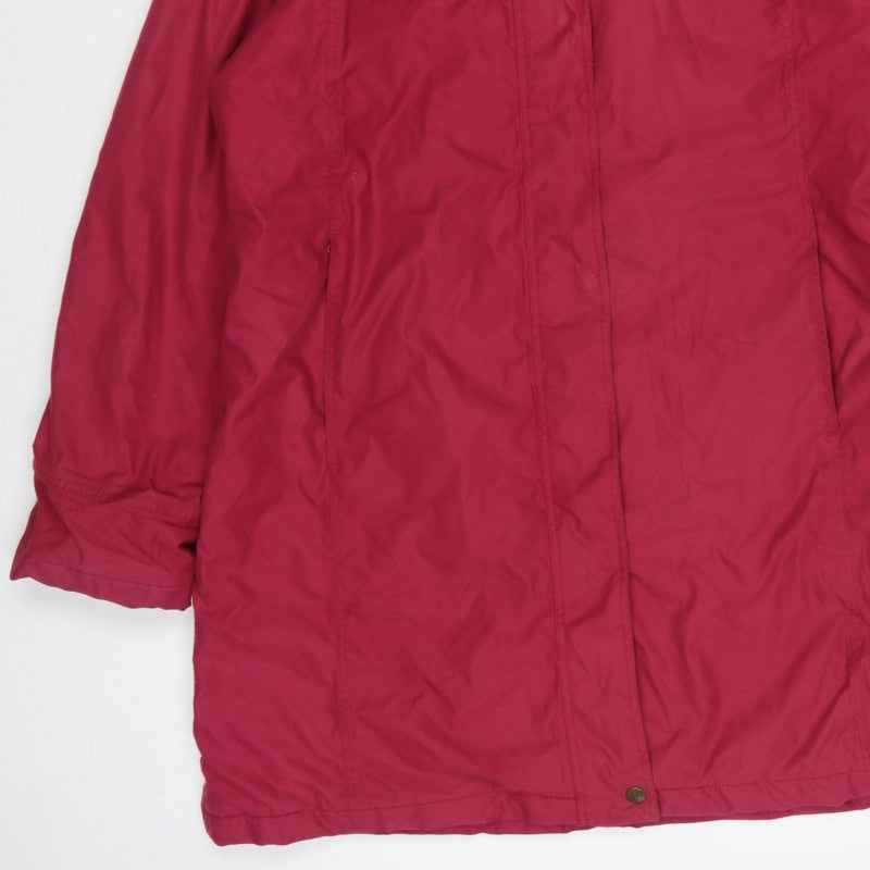 Jack Murphy Women Red UK 14 Hooded Long Parka Coat Padded Floral Lining
