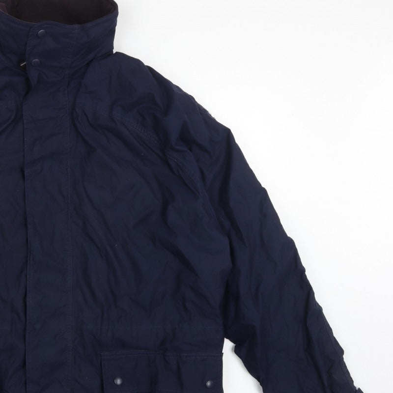 John Partridge Men Blue L Parka Coat Polyester PU Utility Zip Snap Pockets