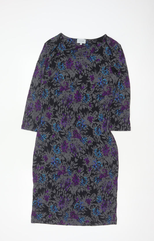 Jigsaw Women’s Black Floral UK 12 Knee Length Pencil Dress