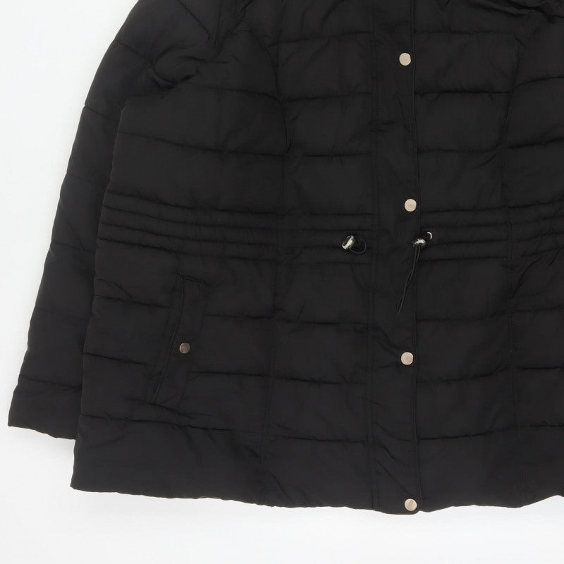 New Look Curves Women Black UK 24 Hooded Quilted Puffer Coat