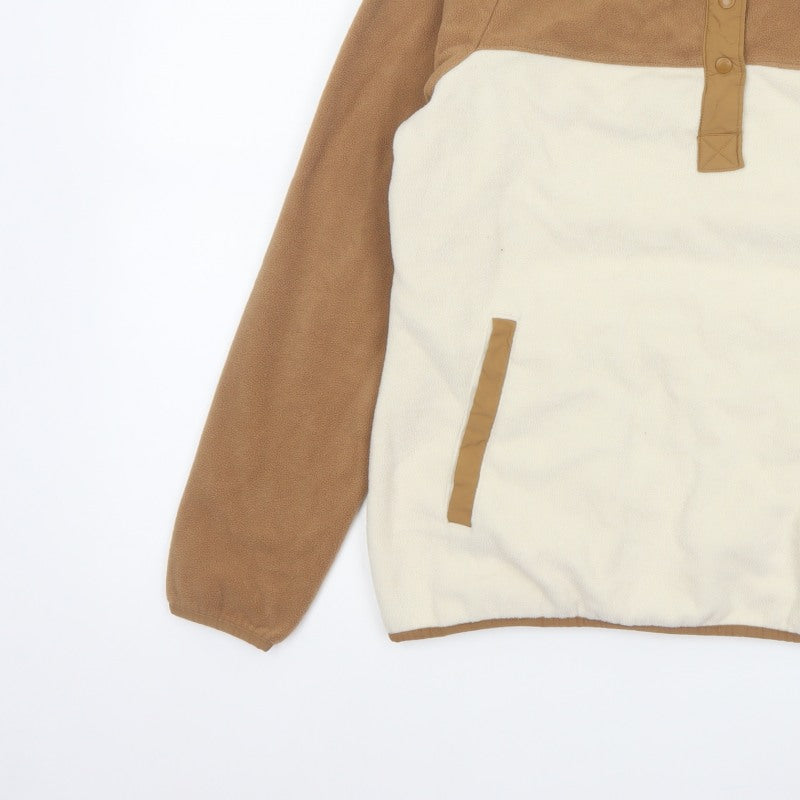 Columbia Women’s Brown Ivory L Pullover Fleece Snap Sweatshirt