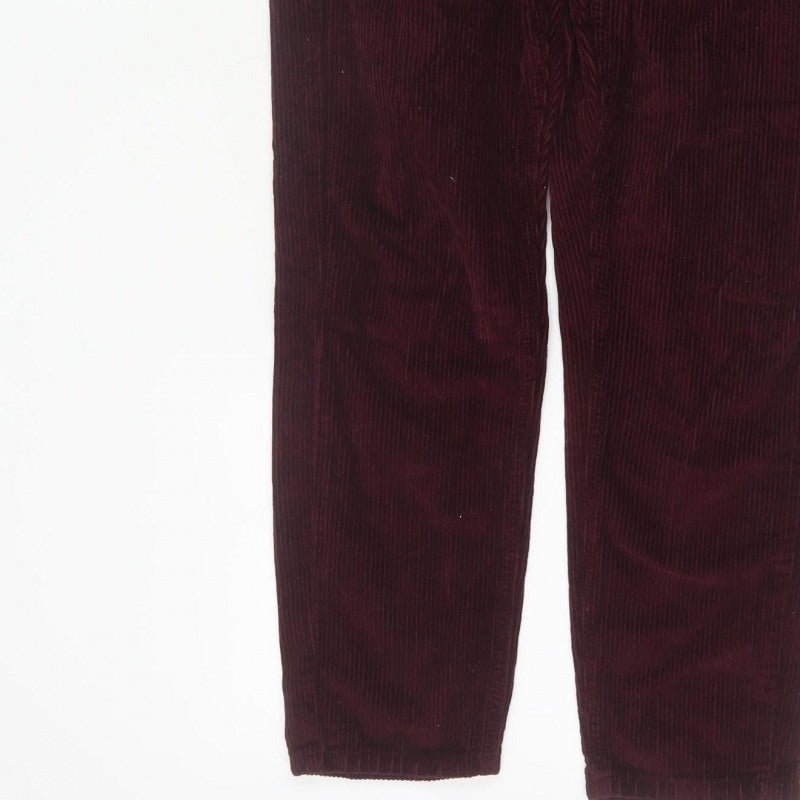 Topshop Women Red Corduroy Mom Trousers W26 L30 UK 8 Tapered