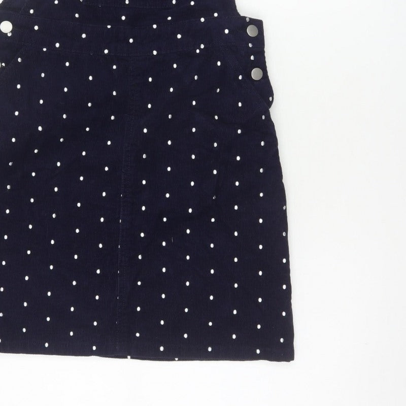 Tu Women’s Blue Polka Dot Corduroy Pinafore Dress UK 8 Short