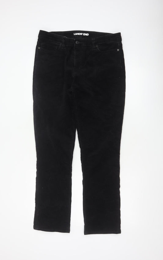 Lands' End Women Black UK 14 Bootcut Corduroy Trousers
