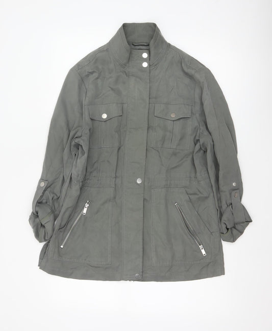 Mint Velvet Women Grey UK 12 Military Utility Jacket Zip