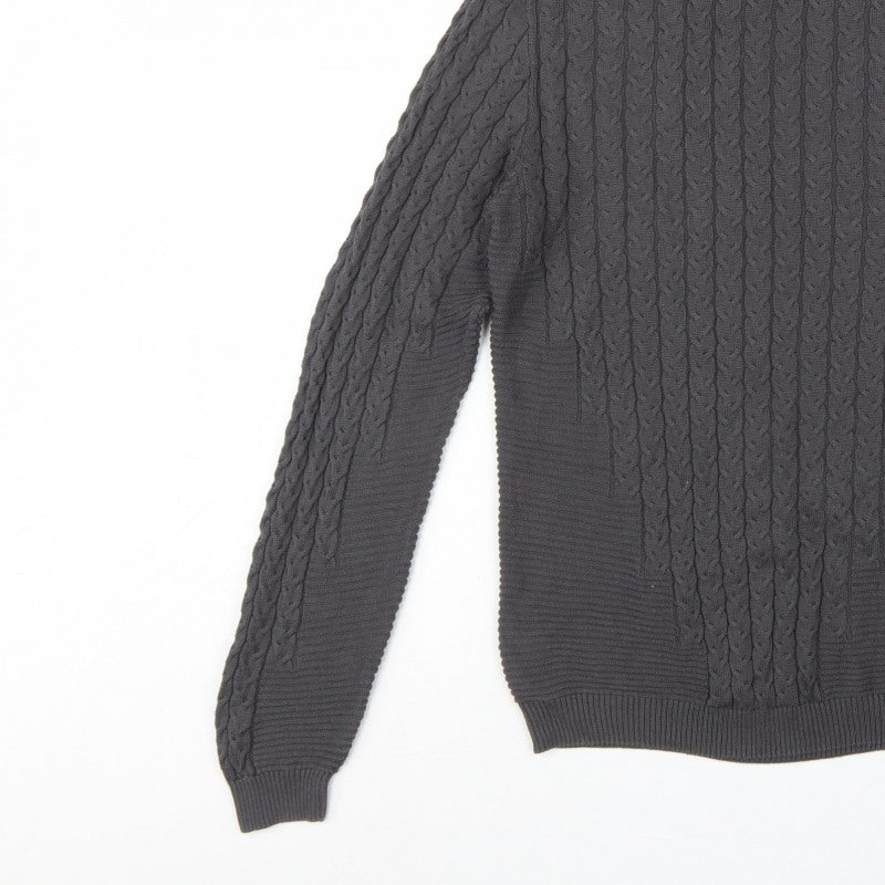 ASOS Design Men’s Grey M Cable Knit Roll Neck Pullover Jumper