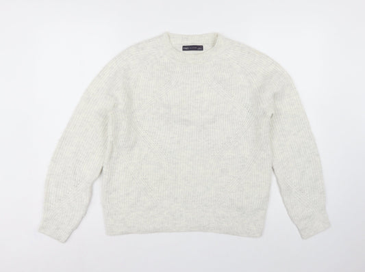 Marks and Spencer Women Ivory S Cable Knit Crew Neck Pullover Jumper