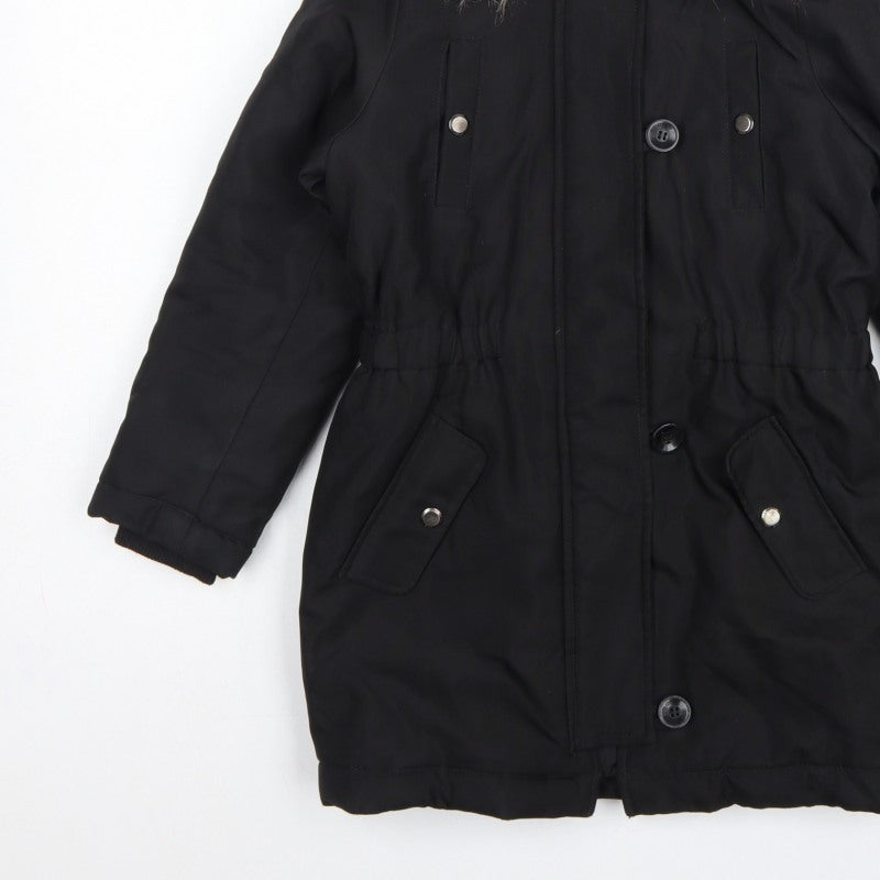 ONLY Girls Black 9 Years Faux Fur Hooded Padded Parka Coat