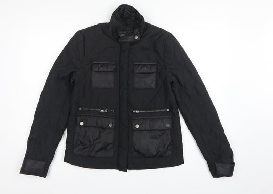 H&M Women’s Black UK 4 Quilted Padded Zip Jacket