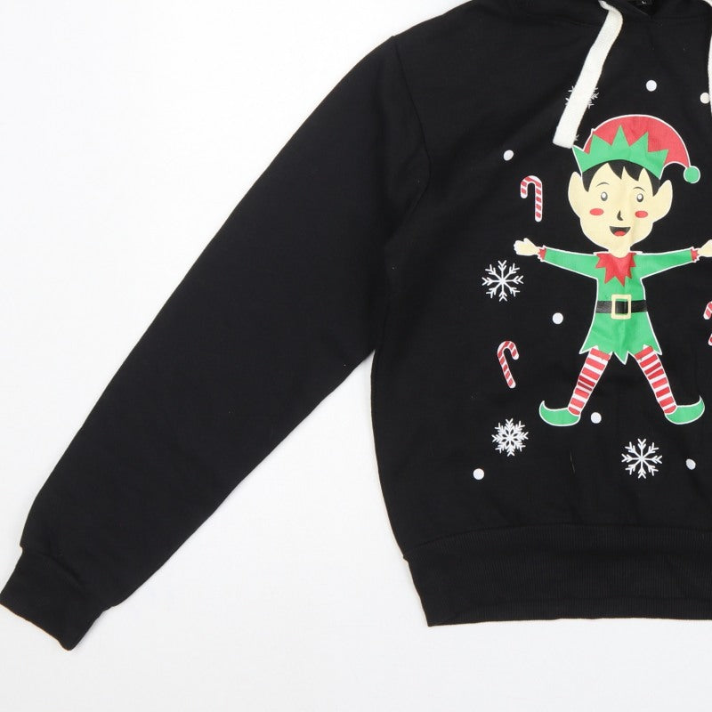 Additional view of Be Jealous girls’ black l pullover christmas elf graphic hoodie