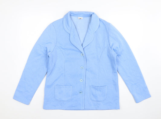 Damart Women Blue UK 16 Fleece Jacket Button Front Pockets