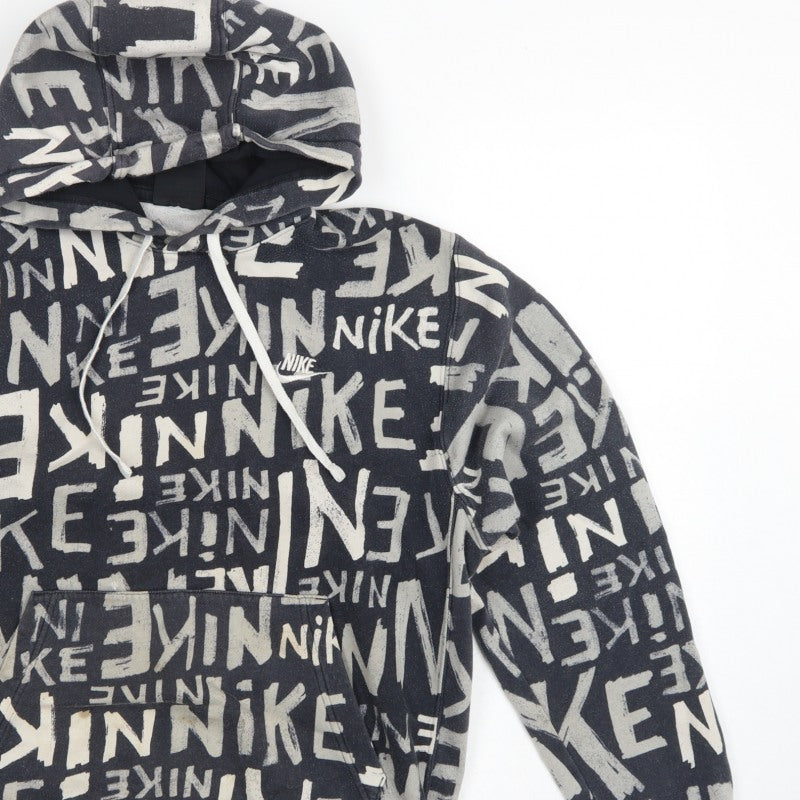 Additional view of Nike Teens Black Grey Graphic Print Pullover Hoodie M