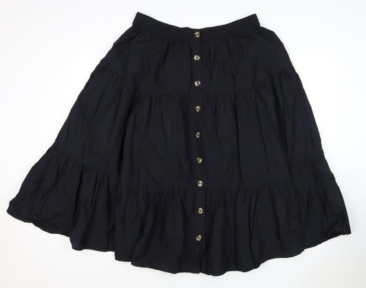 M&S Women’s Black UK 12 Peasant Tiered Button Mini Skirt