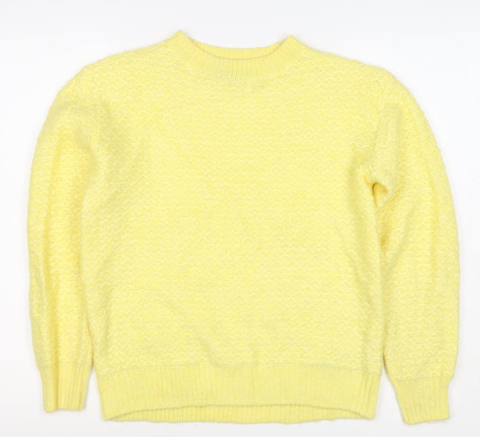 M&S Women Yellow XS Mohair Wool Blend Crew Neck Raglan Jumper