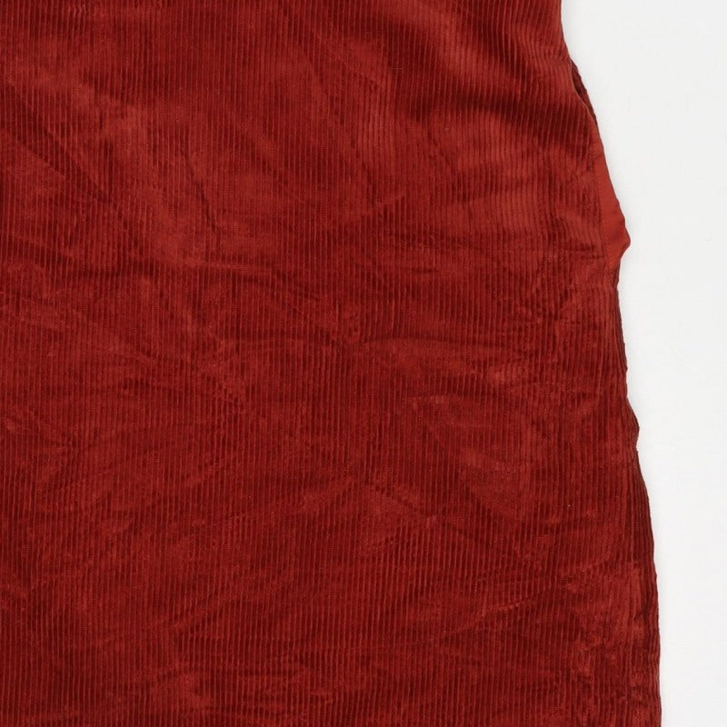 Oliver Bonas Women’s Red UK 8 Corduroy A-Line Long Sleeve Dress