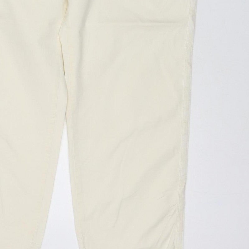Marks & Spencer Women Ivory Chino Trousers Size 14 Short Stretch
