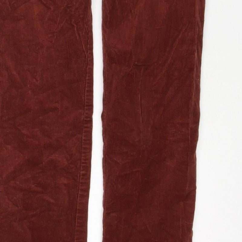 H&M Women's Brown Corduroy Straight Trousers UK 6 Cotton Stretch