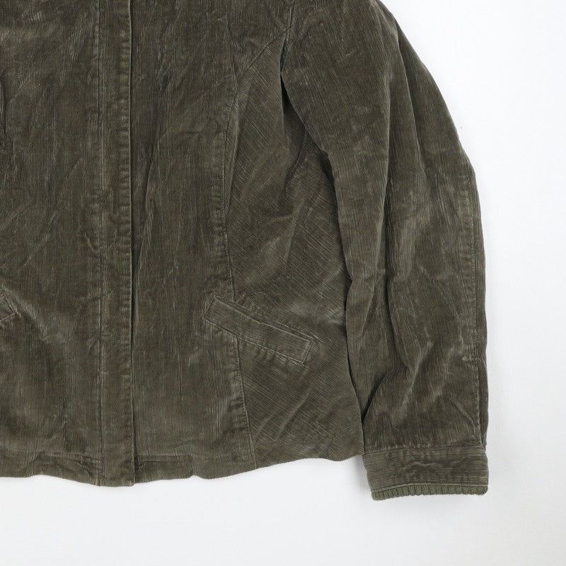 Per Una Women’s Green Corduroy Jacket UK 20 Plus Lined Zip