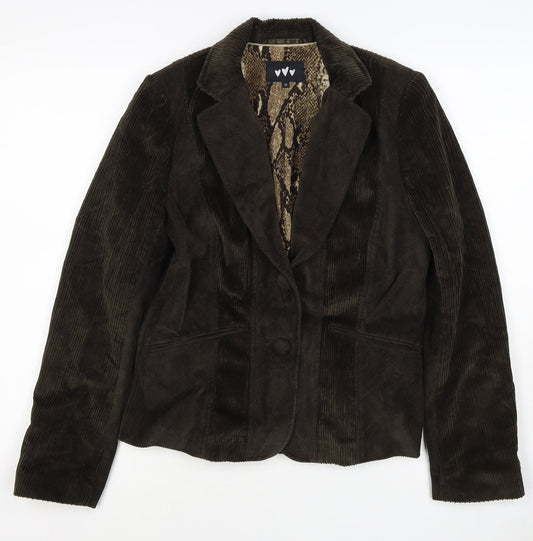 ♥♥♥ Women’s Brown Corduroy Blazer Size 12 Snake Lined One Button