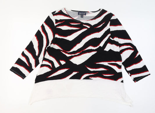 Saloos Women’s Multicoloured UK 14 Zebra Print 3/4 Sleeve Jersey Top