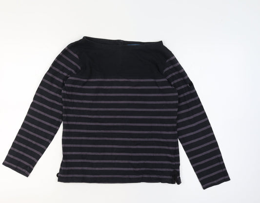 Regatta Women’s Black Striped Cotton Henley Jersey Top UK 12