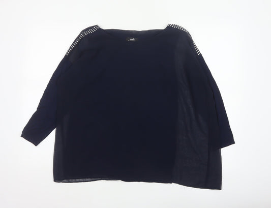 Wallis Women’s Navy Blue Studded Shoulder Sheer Blouse UK S