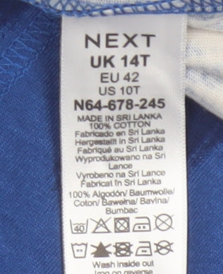 Next Women Blue Geometric Jersey T-Shirt Dress UK 14 Tall