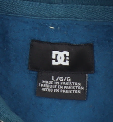 DC Shoes Men's Blue L Full Zip Logo Hoodie Cotton Blend Skateboarding