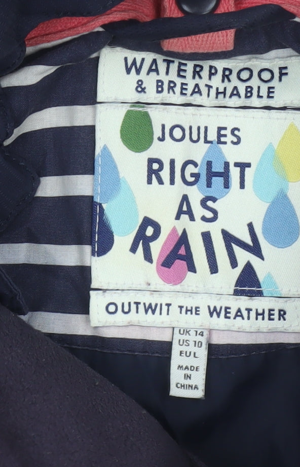 Joules Women’s Blue UK 14 Waterproof Hooded Rain Jacket