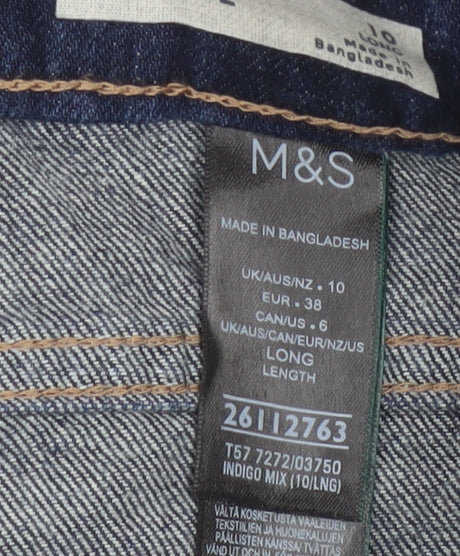 M&S Women’s Blue UK 10 Long High Rise Wide-Leg Stretch Jeans