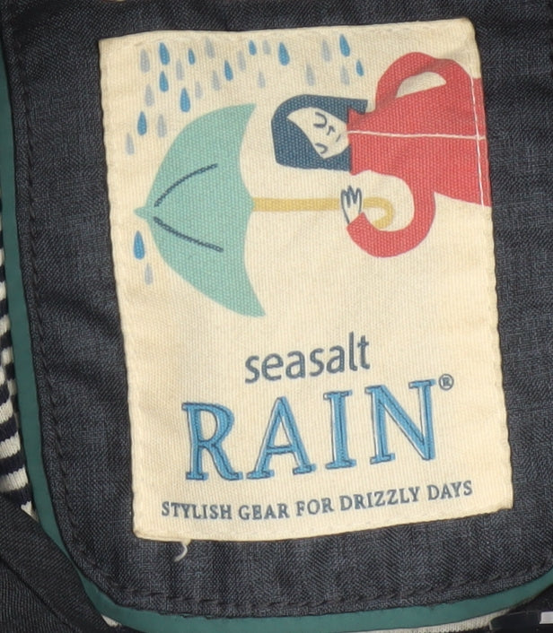 Seasalt Women’s Blue Size 16 Hooded Waterproof Rain Coat Nautical