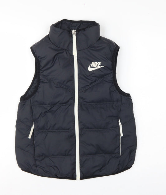 Nike Women’s Black XS Quilted Puffer Bodywarmer Gilet Zip