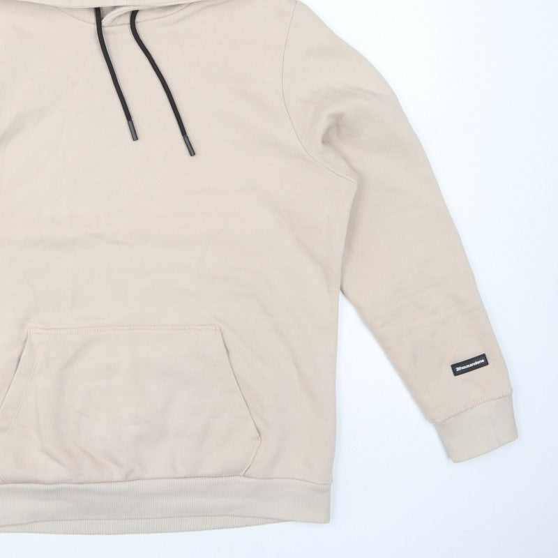Additional view of Bershka Men’s Beige M Regular Fit Pullover Hoodie Fleece Pocket