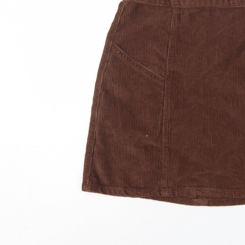 ASOS Design Women Brown UK 10 Corduroy Mini Pencil Skirt Pockets