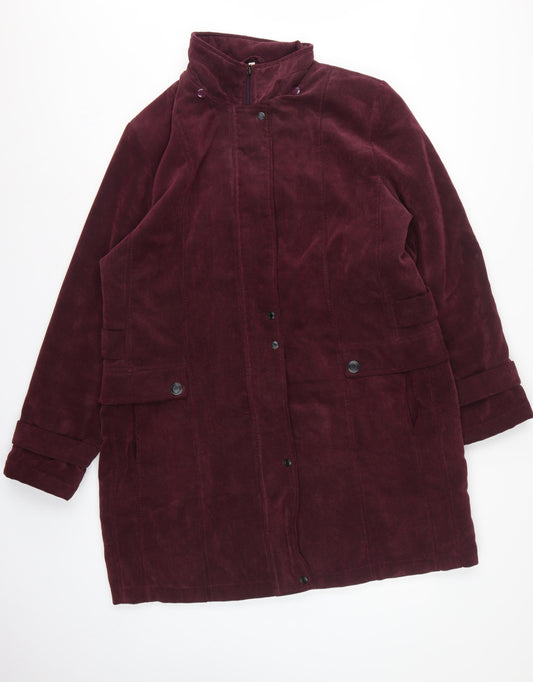 Kluss Collection Women's Red L Basic Corduroy Padded Long Coat