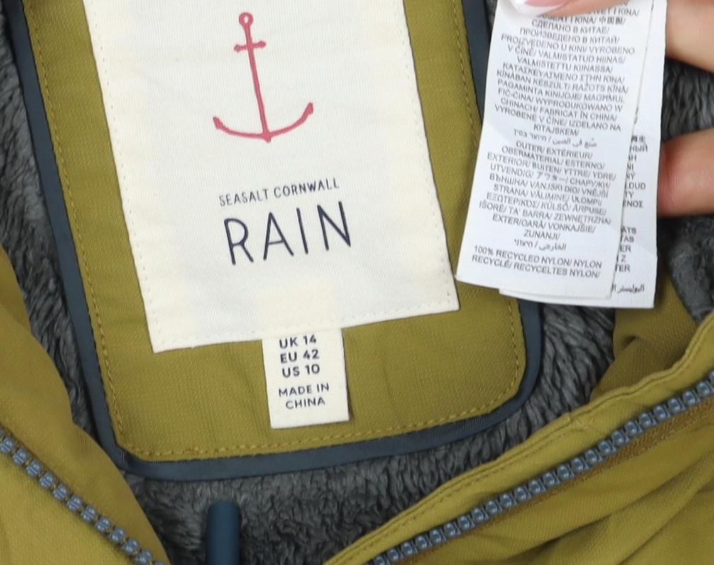 Seasalt Cornwall Women’s Yellow UK 14 Long Hooded Waterproof Rain Coat