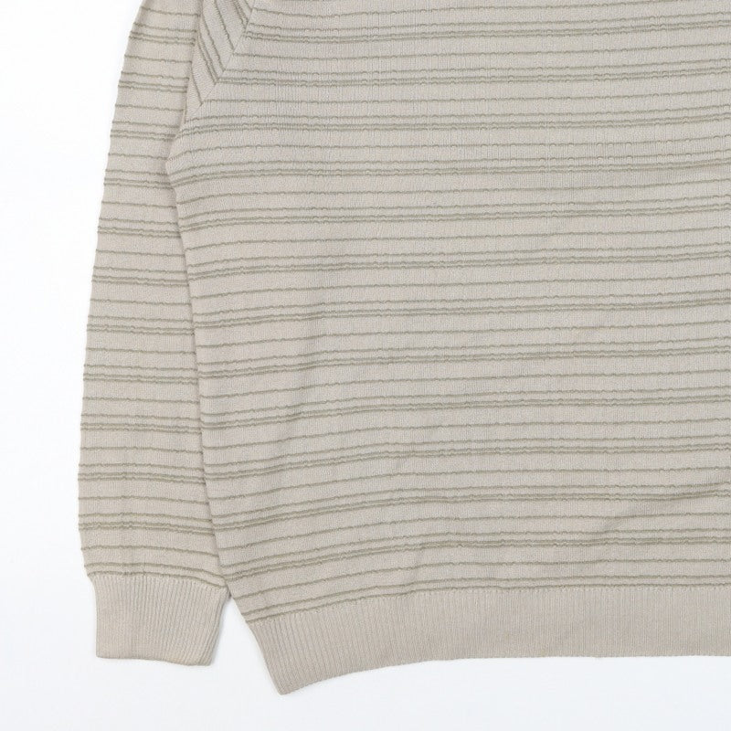 Additional view of Marks & Spencer Men Beige L Striped Italian Yarn Cotton jumper