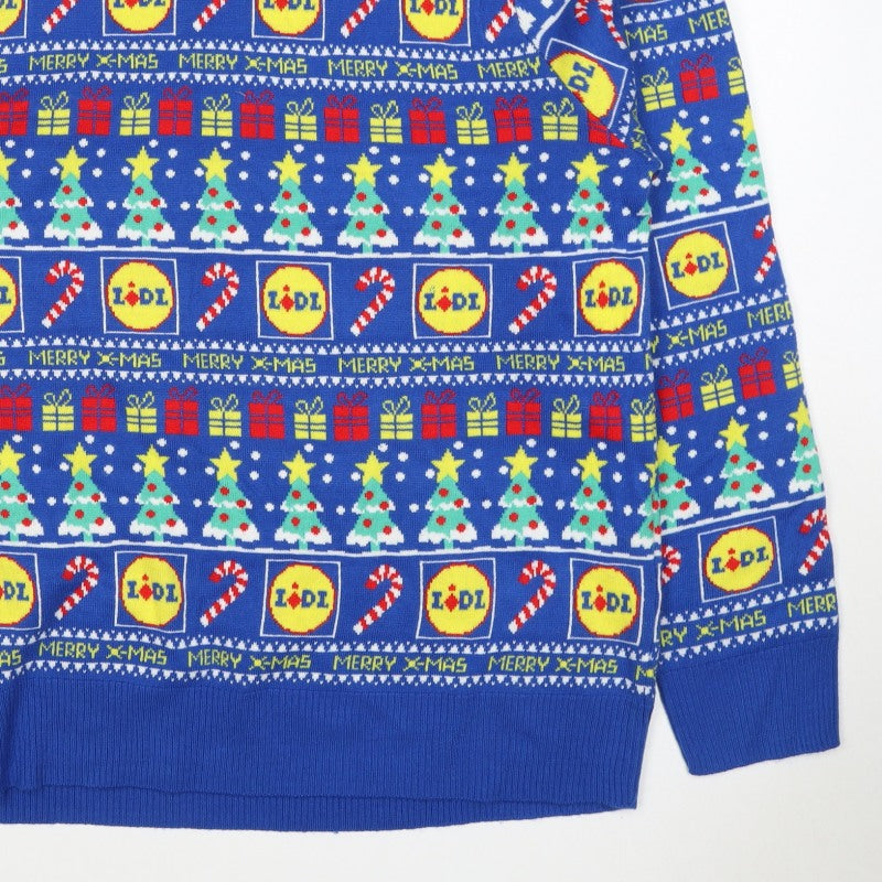 Additional view of Livergy Men Blue L Lidl Christmas Graphic Knit jumper