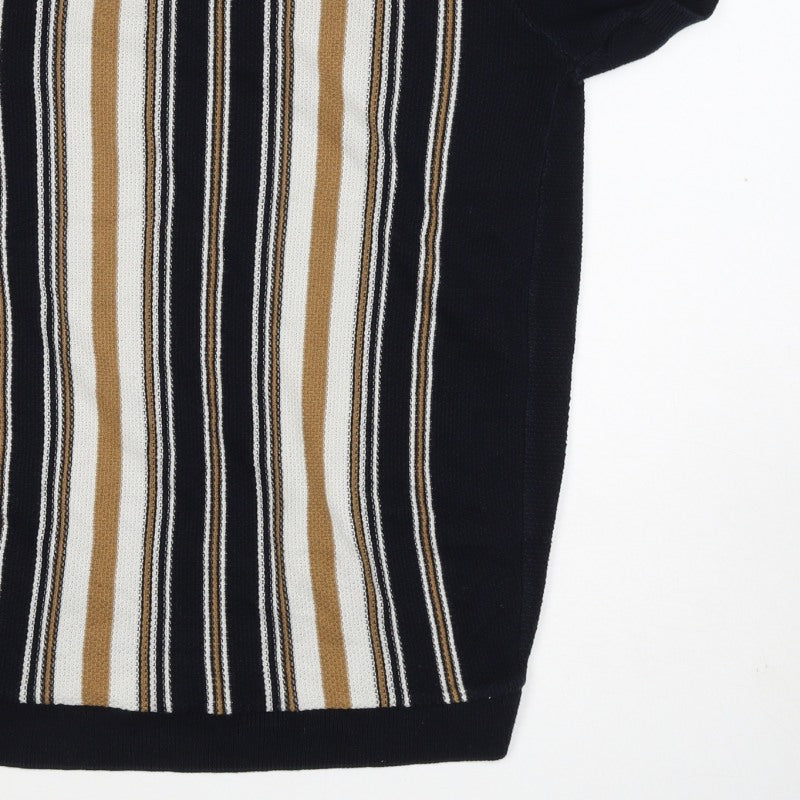 River Island Men’s Black M Striped Knit Crew Neck Short Sleeve T-Shirt