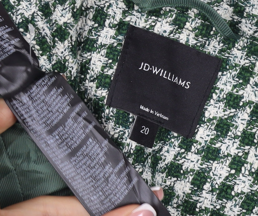 JD Williams Women’s Green Check Bouclé Blazer Size 20 Double-Breasted
