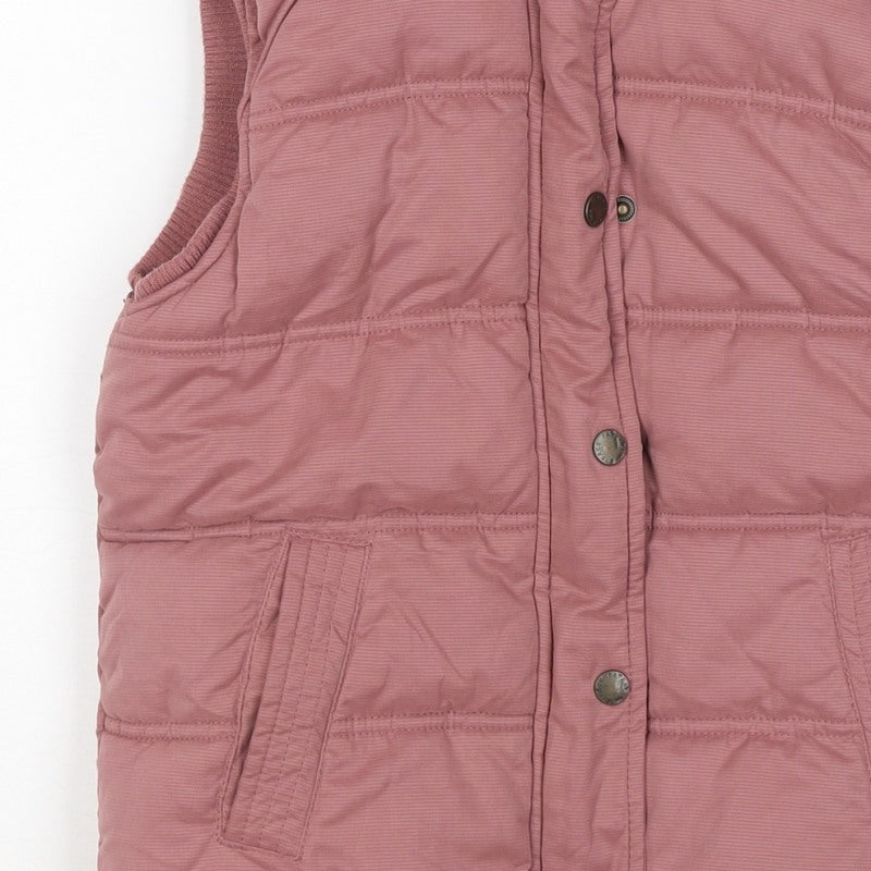 FatFace Girls Pink 8-9 Years Hooded Padded Faux Fur Waistcoat Gilet