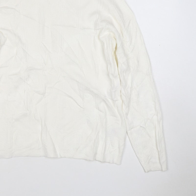 Marks & Spencer Women Ivory Size 20 Roll Neck Rib Knit Jumper