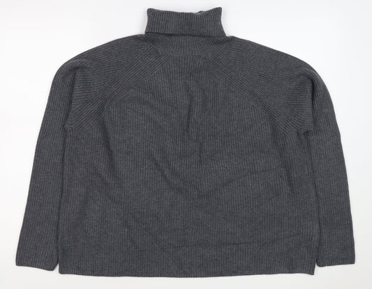 Back view of M&S Autograph unisex dark grey l roll neck rib knit jumper
