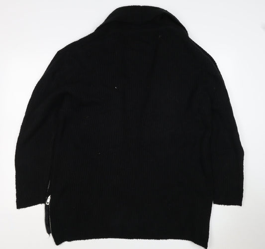 River Island Women Black L Cable Knit Open Cardigan Long Sleeve Zip