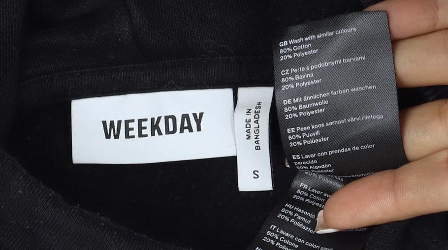 Weekday Women's Black Size S Pullover Hoodie Drawstring Kangaroo Pocket