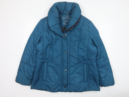 Klass Women’s Blue XL Puffer Jacket Quilted Insulated Short Coat