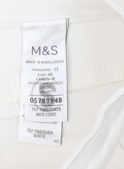 Marks & Spencer Women's White Sienna Straight Jeans UK 12 Short