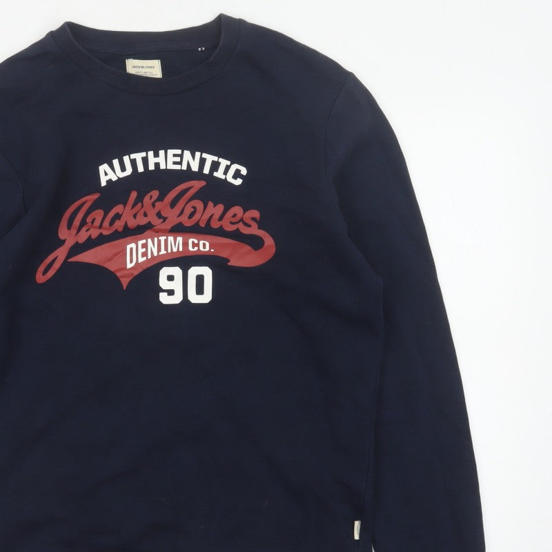 Additional view of Jack & Jones Men’s Blue S Pullover Graphic Logo 90 Sweatshirt