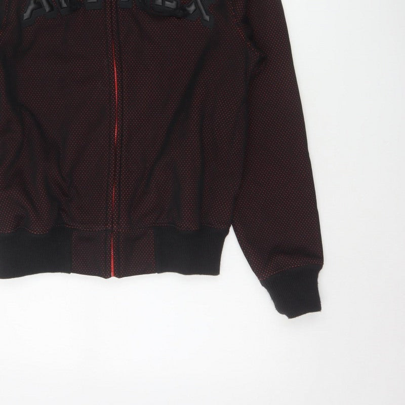 Avirex USA Men's Black Red S Full Zip Hooded Fleece Logo Hoodie