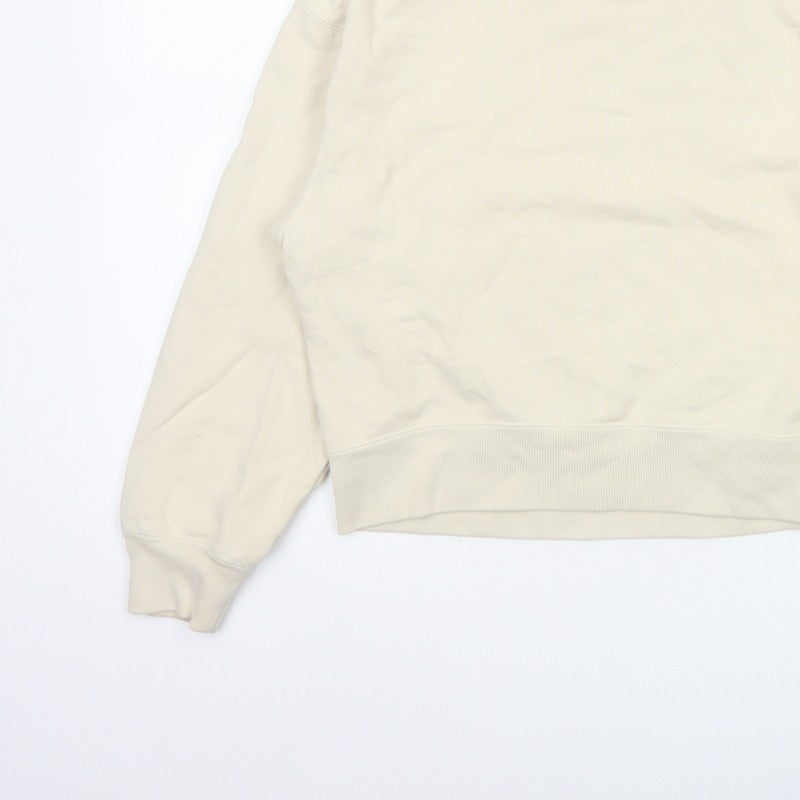 Uniqlo Women Ivory XS Pullover Crew Neck Cotton Sweatshirt